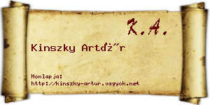 Kinszky Artúr névjegykártya